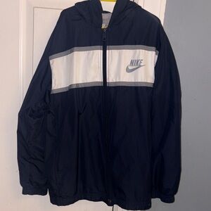 Nike Dark Blue and White Hooded Jacket